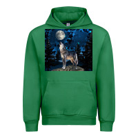 Emerald wolf howling at the moon Urban Hoodie - TumblerDesignByShophia