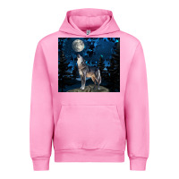 Fuchsia Pink wolf howling at the moon Urban Hoodie - TumblerDesignByShophia