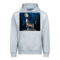 Heather Grey wolf howling at the moon Urban Hoodie - TumblerDesignByShophia