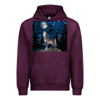 Mauve Wine wolf howling at the moon Urban Hoodie - TumblerDesignByShophia