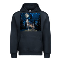 Navy wolf howling at the moon Urban Hoodie - TumblerDesignByShophia