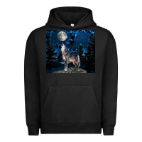 Pigment Black wolf howling at the moon Urban Hoodie - TumblerDesignByShophia