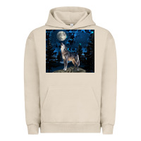 Pigment French Oak wolf howling at the moon Urban Hoodie - TumblerDesignByShophia