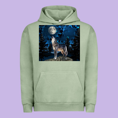 Wolf Howling At The Moon Urban Hoodie Designed By Tumblerdesignbyshophia