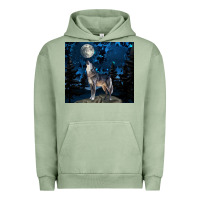 Pigment Oil Green wolf howling at the moon Urban Hoodie - TumblerDesignByShophia