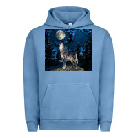 Pigment Pebble Blue wolf howling at the moon Urban Hoodie - TumblerDesignByShophia
