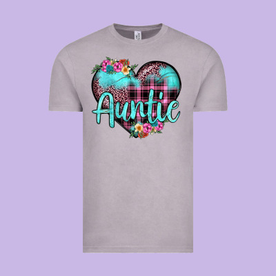 Auntie Leopard Turquoise Heart Vintage Tee Designed By Jahusdesignshop