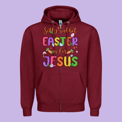 Silly Rabbit Easter Is For Jesus Zipper Hoodie Designed By Maliassmallbusiness