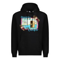 Black Happy Camper With Flowers Premium Hoodie - Bettercallsaul