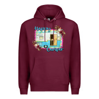 Burgundy Happy Camper With Flowers Premium Hoodie - Bettercallsaul