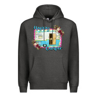 Charcoal Heather Happy Camper With Flowers Premium Hoodie - Bettercallsaul