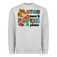 Heather Grey autumn leaves pumpkin please Heavyweight Sweatshirt - AdoDesignShop
