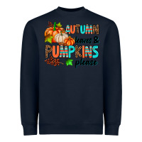 Navy autumn leaves pumpkin please Heavyweight Sweatshirt - AdoDesignShop