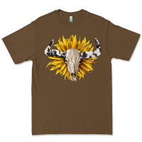 Cacao cowhide bull skull and sunflower Premium Tee - BarkalooDesign