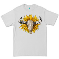 Dove Grey cowhide bull skull and sunflower Premium Tee - BarkalooDesign