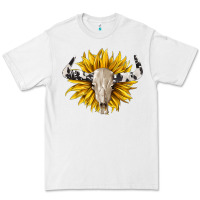 White cowhide bull skull and sunflower Premium Tee - BarkalooDesign