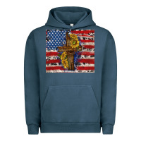 Pigment Midnight Navy jesus christ with american flag Urban Hoodie - TumblerDesignByShophia