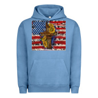 Pigment Pebble Blue jesus christ with american flag Urban Hoodie - TumblerDesignByShophia