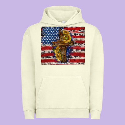 Jesus Christ With American Flag Urban Hoodie Designed By Tumblerdesignbyshophia