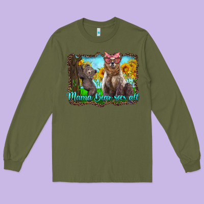 Mama Bear Sees All With Sunflowers Long Sleeve Tee Designed By Artiststas