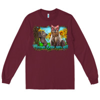Burgundy mama bear sees all with sunflowers Long Sleeve Tee - Artiststas