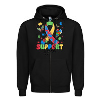 Black support squad autism Zipper Hoodie - MaliasSmallBusiness