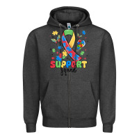 Charcoal Heather support squad autism Zipper Hoodie - MaliasSmallBusiness