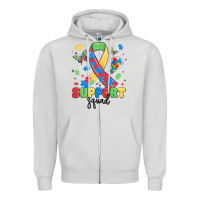 Dove Grey support squad autism Zipper Hoodie - MaliasSmallBusiness