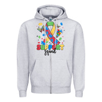 Heather Grey support squad autism Zipper Hoodie - MaliasSmallBusiness