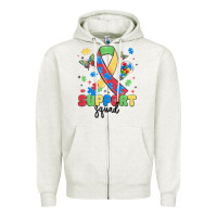 Oatmeal Heather support squad autism Zipper Hoodie - MaliasSmallBusiness