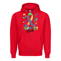 Red support squad autism Zipper Hoodie - MaliasSmallBusiness