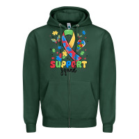 Sports Green support squad autism Zipper Hoodie - MaliasSmallBusiness