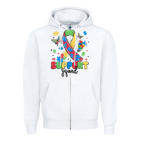 White support squad autism Zipper Hoodie - MaliasSmallBusiness