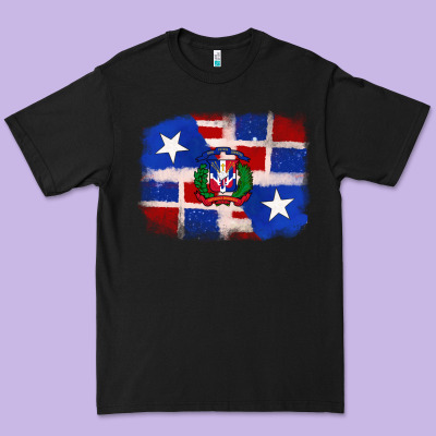 Premium Tee dominican and puerto rico flag