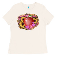 Bone apple sunflower back to school background Ladies Tee - AdoDesignShop
