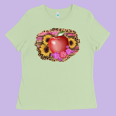 Apple Sunflower Back To School Background Ladies Tee Designed By Adodesignshop