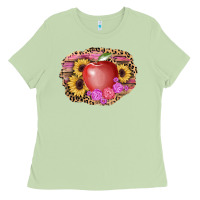 Matcha apple sunflower back to school background Ladies Tee - AdoDesignShop