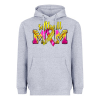Heather Grey Softball Mom Breast Cancer Heavyweight Hoodie - BundleAndBundleShop