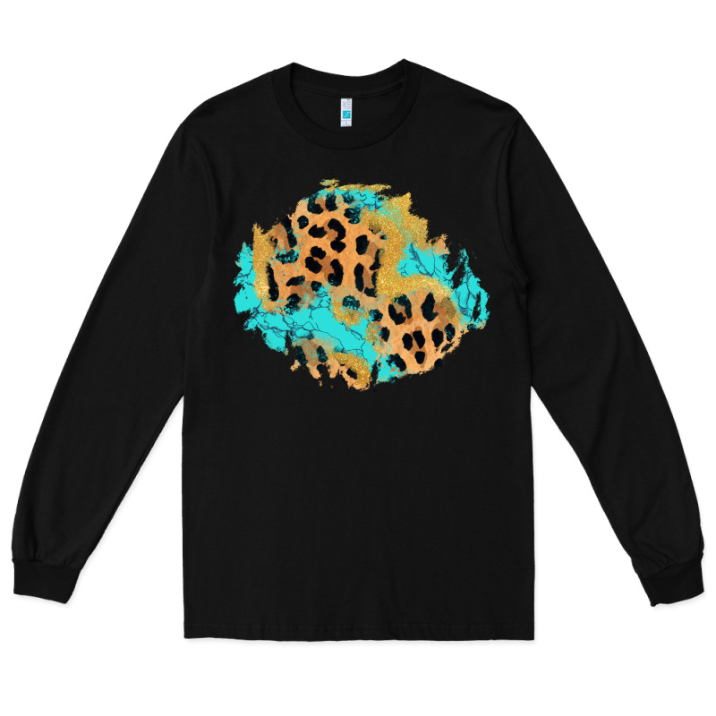 Glitter Leopard Turquoise Patch Long Sleeve Tee by AdoDesignShop | Teevron
