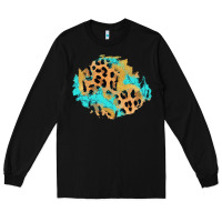 Black glitter leopard turquoise patch Long Sleeve Tee - AdoDesignShop