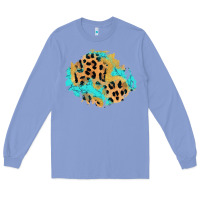 Colony Blue glitter leopard turquoise patch Long Sleeve Tee - AdoDesignShop