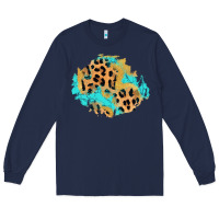 Navy glitter leopard turquoise patch Long Sleeve Tee - AdoDesignShop