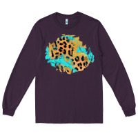 Plum glitter leopard turquoise patch Long Sleeve Tee - AdoDesignShop