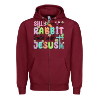 Burgundy silly rabbit easter is for jesus Zipper Hoodie - MaliasSmallBusiness
