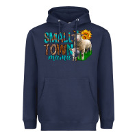 Navy Small Town Mama With Sheeps Heavyweight Hoodie - BundleAndBundleShop