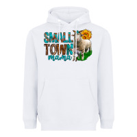 White Small Town Mama With Sheeps Heavyweight Hoodie - BundleAndBundleShop