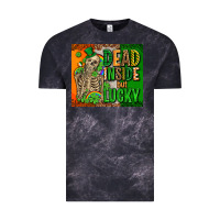 Cloud Black irish flag with shamrocks  dead inside but lucky Vintage Tee - AdoDesignShop