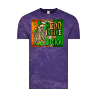 Cloud Purple irish flag with shamrocks  dead inside but lucky Vintage Tee - AdoDesignShop