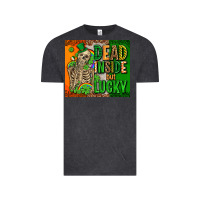 Vintage Black irish flag with shamrocks  dead inside but lucky Vintage Tee - AdoDesignShop