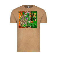 Vintage Camel irish flag with shamrocks  dead inside but lucky Vintage Tee - AdoDesignShop